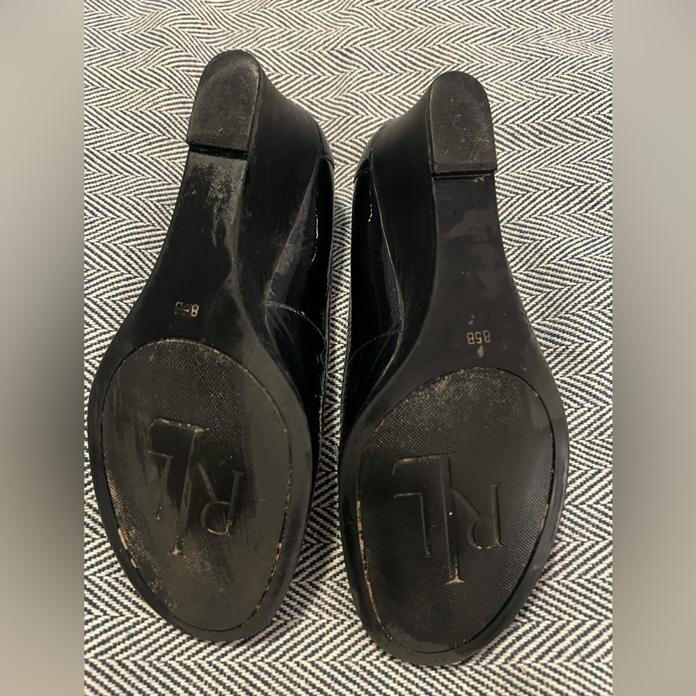 Lauren by Ralph Lauren Navy Patient Leather wedge heel loafer. Size 8.5 - Picture 5 of 5